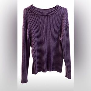 Ribbed Long-Sleeve Sweater - Purple